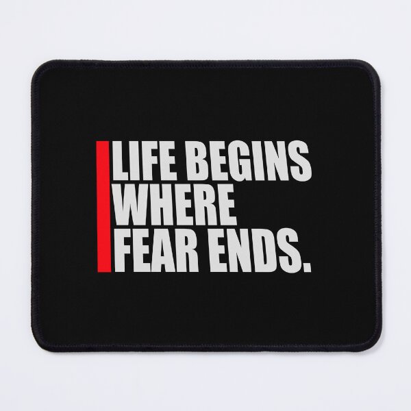 Item preview, Life Begins Where Fear Ends Motivational Text Logo designed and sold by shirt-o-mat.