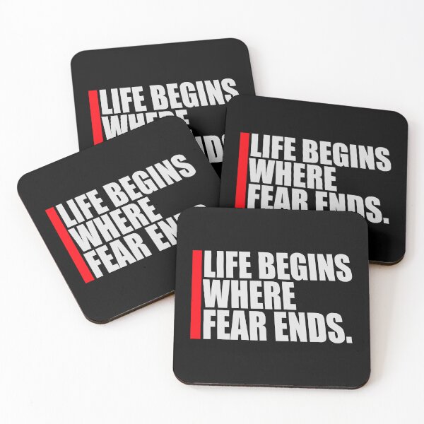 Item preview, Life Begins Where Fear Ends Motivational Text Logo designed and sold by shirt-o-mat.