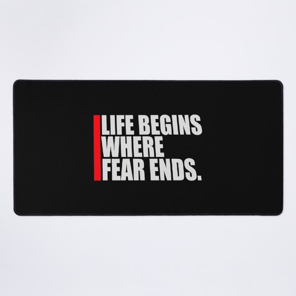 Item preview, Life Begins Where Fear Ends Motivational Text Logo designed and sold by shirt-o-mat.