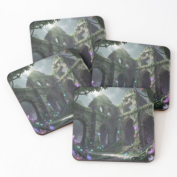 Item preview, Abandoned Temple Ruins Overgrown with Glowing Flora designed and sold by Fanta-sticky.