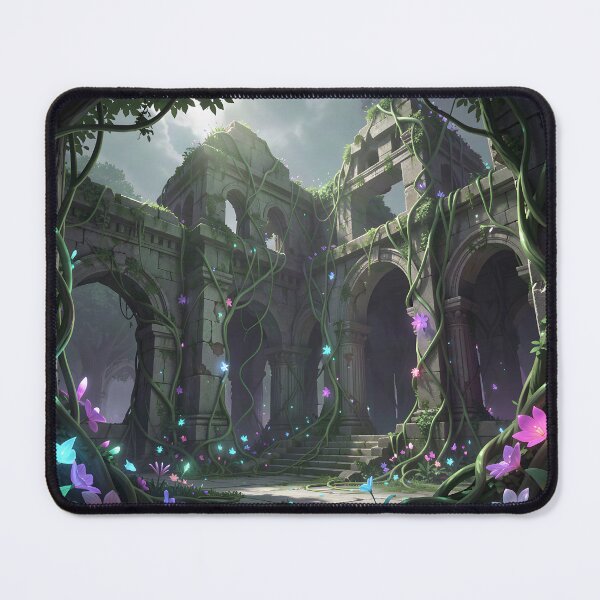 Item preview, Abandoned Temple Ruins Overgrown with Glowing Flora designed and sold by Fanta-sticky.