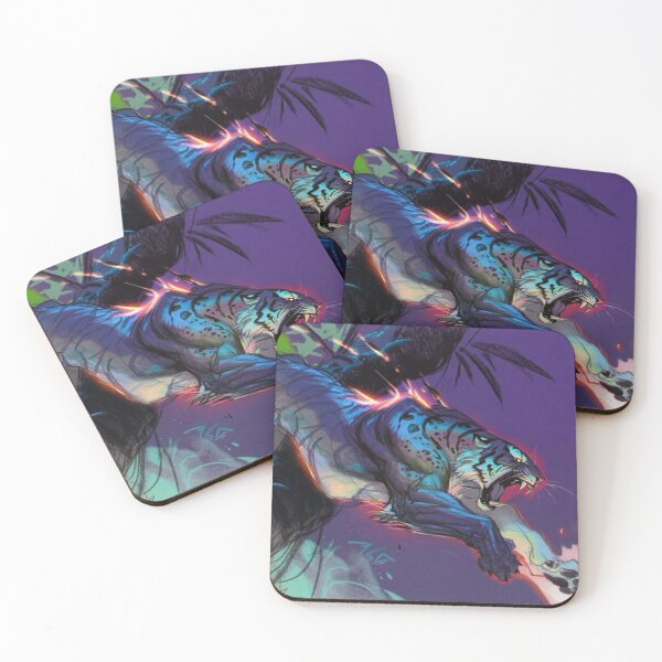 Item preview, Neon Tiger Leaping through the Dark (V2) designed and sold by SabaMirzique.