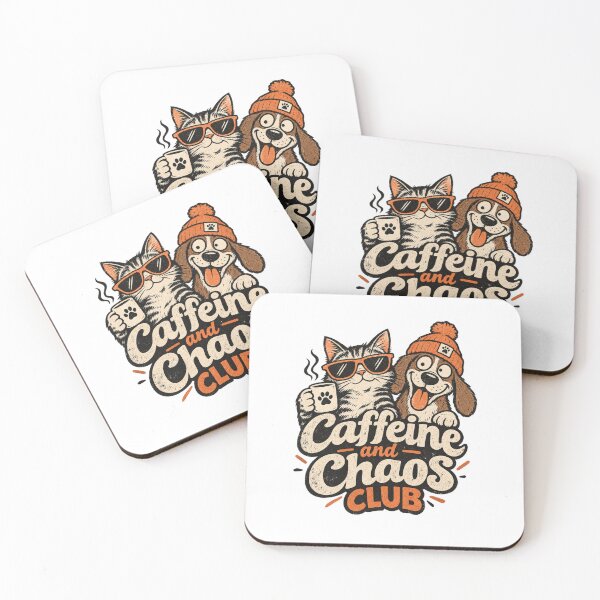 Item preview, Caffeine and Chaos Club Funny Cat & Dog designed and sold by ViralVisionsCreating .