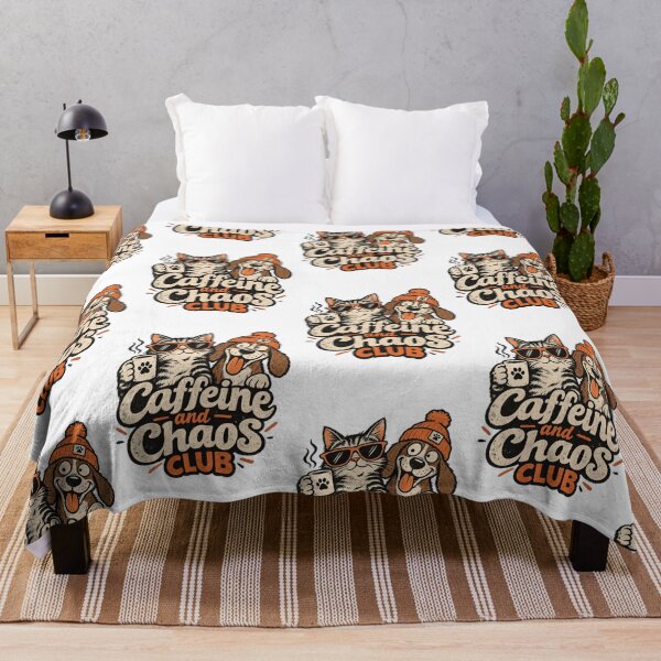 Item preview, Caffeine and Chaos Club Funny Cat & Dog designed and sold by ViralVisionsCreating .