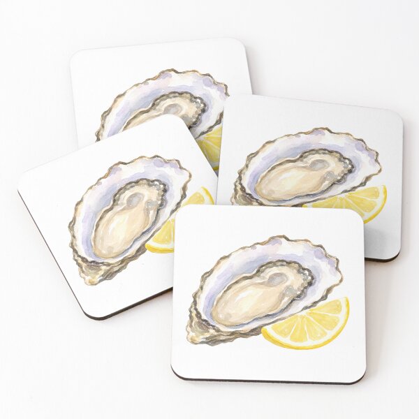 Item preview, Watercolor Oyster with Lemon Wedge designed and sold by saltyhydrangea.