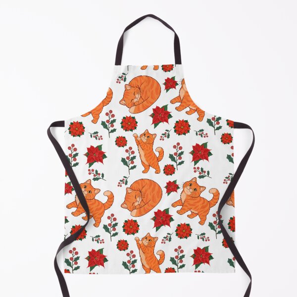 Item preview, Ginger cat and Christmas poinsettia flowers designed and sold by BigfeetLittlepaws.