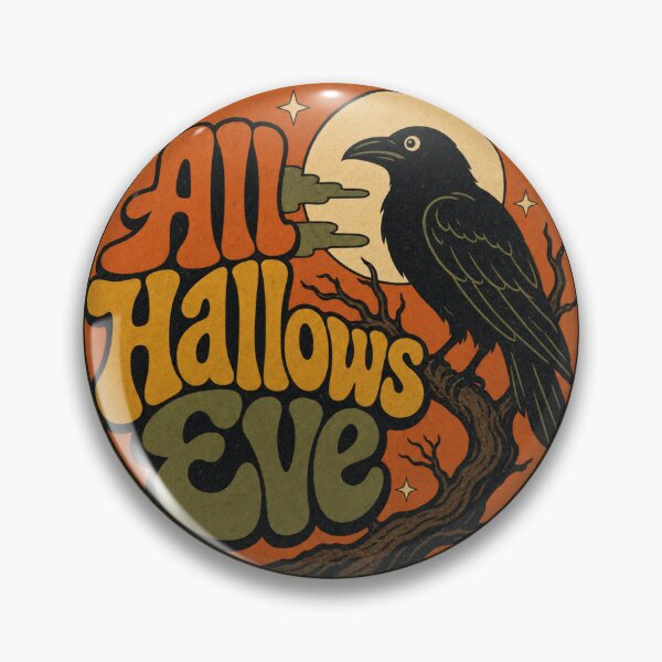 Item preview, All Hallows Eve Raven Retro Halloween Design designed and sold by JessArty ⭐⭐⭐⭐⭐.