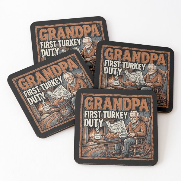 Item preview, Grandpa First Turkey Duty Thanksgiving Fireplace Rocking Chair Vintage designed and sold by TeNovaStudio ⭐⭐⭐⭐⭐.