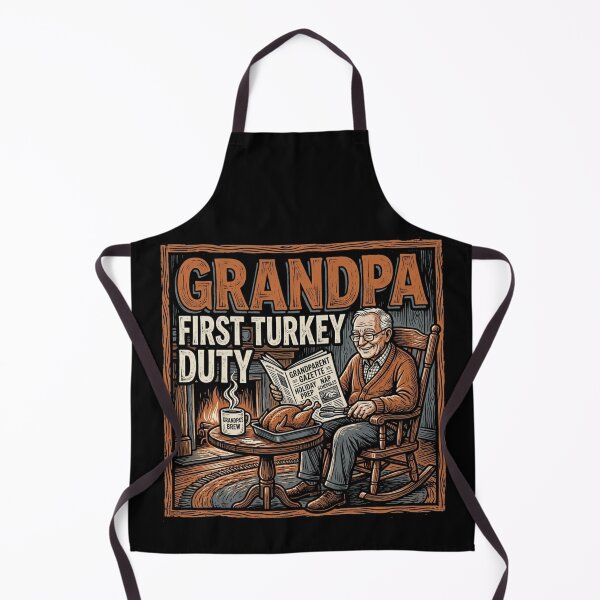 Item preview, Grandpa First Turkey Duty Thanksgiving Fireplace Rocking Chair Vintage designed and sold by TeNovaStudio.