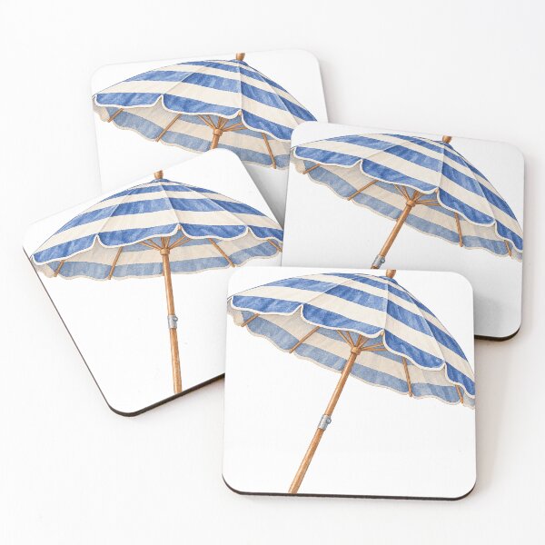 Item preview, Blue Striped New England Beach Umbrella designed and sold by saltyhydrangea.