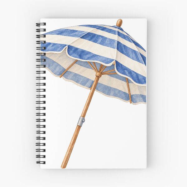 Item preview, Blue Striped New England Beach Umbrella designed and sold by saltyhydrangea.