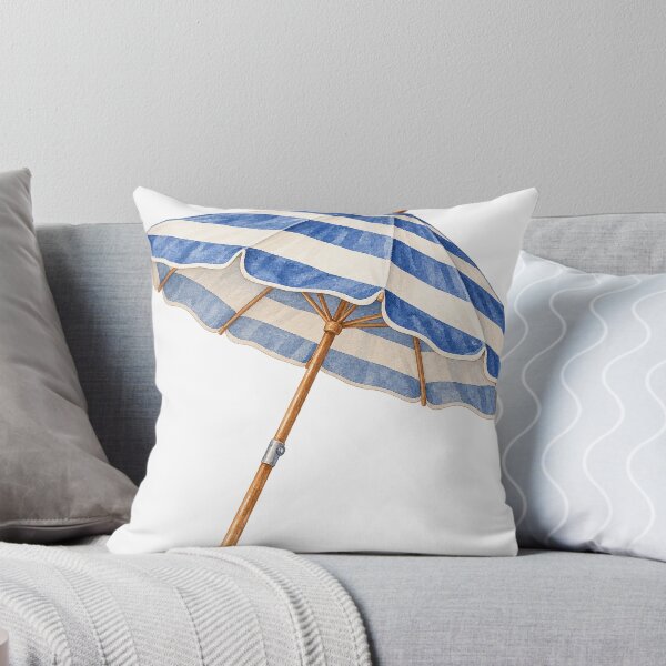 Item preview, Blue Striped New England Beach Umbrella designed and sold by saltyhydrangea.