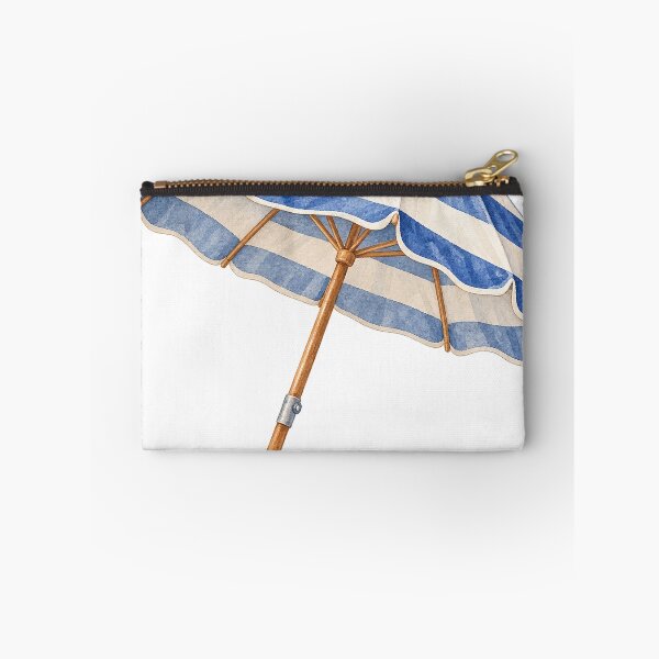 Item preview, Blue Striped New England Beach Umbrella designed and sold by saltyhydrangea.