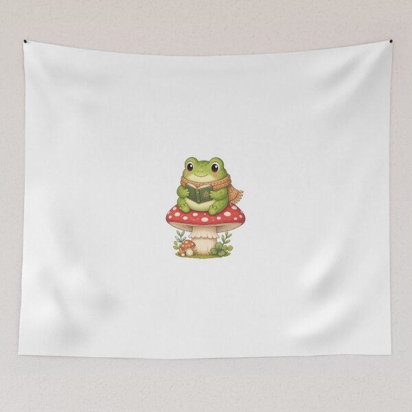 Item preview, Cute Cottagecore Frog Reading On Mushroom Bookish Sticker designed and sold by NEL-BOX.