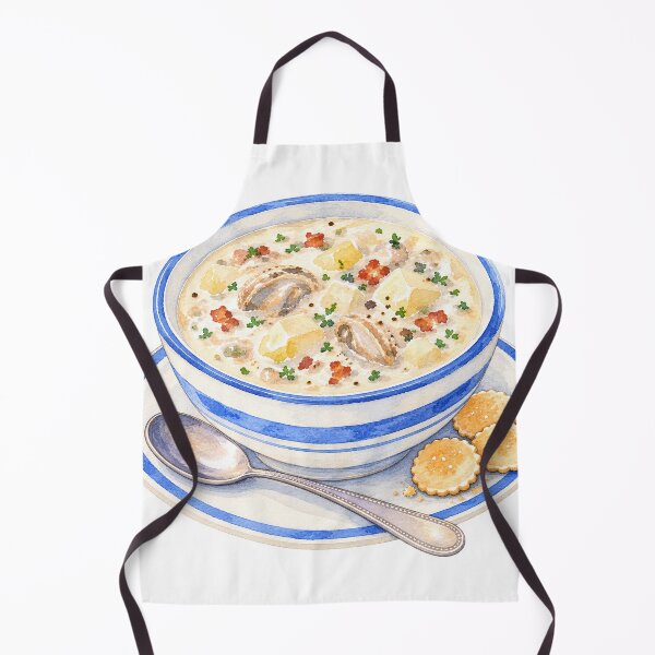 Item preview, New England Clam Chowder Watercolor designed and sold by saltyhydrangea.