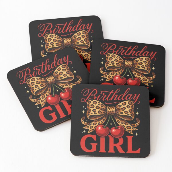 Item preview, Birthday Girl Leopard Coquette Bow Red Cherry Bday Women designed and sold by Dabbing Turtle Designs.