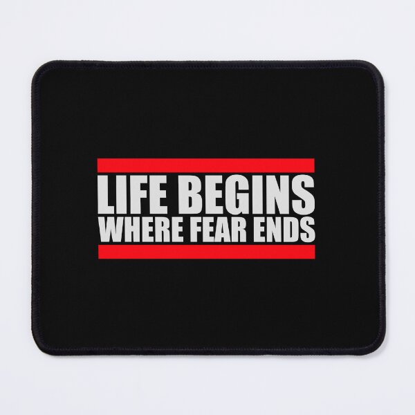 Item preview, Life Begins Where Fear Ends Motivational Text Logo designed and sold by shirt-o-mat.