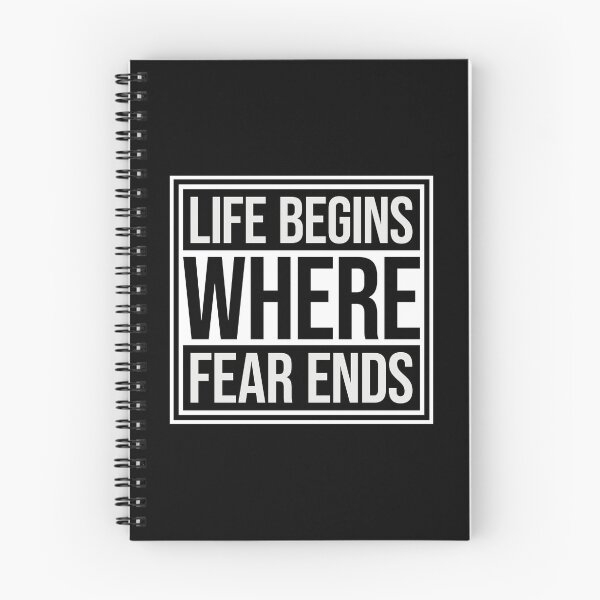 Item preview, Life Begins Where Fear Ends Motivational Text Logo designed and sold by shirt-o-mat.