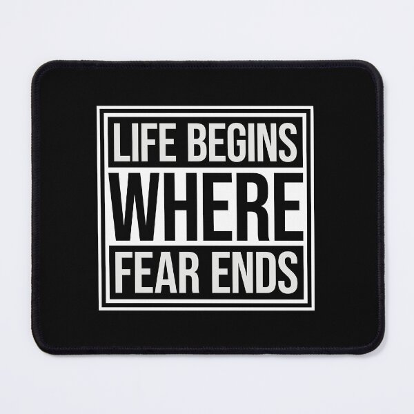 Item preview, Life Begins Where Fear Ends Motivational Text Logo designed and sold by shirt-o-mat.