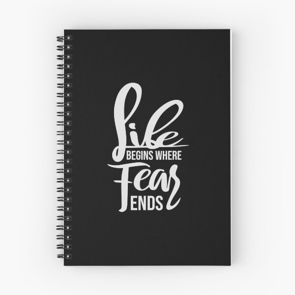 Item preview, Life Begins Where Fear Ends Motivational Text Logo designed and sold by shirt-o-mat.
