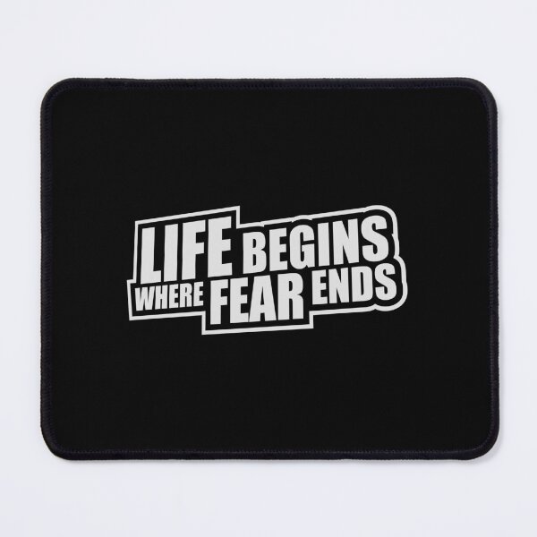 Item preview, Life Begins Where Fear Ends Motivational Text Logo designed and sold by shirt-o-mat.
