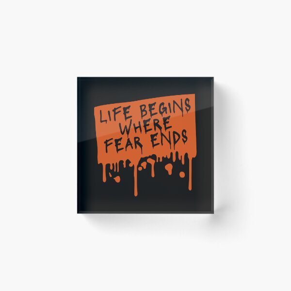 Item preview, Life Begins Where Fear Ends Motivational Text Logo designed and sold by shirt-o-mat.
