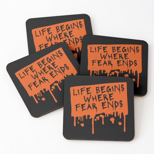Item preview, Life Begins Where Fear Ends Motivational Text Logo designed and sold by shirt-o-mat.