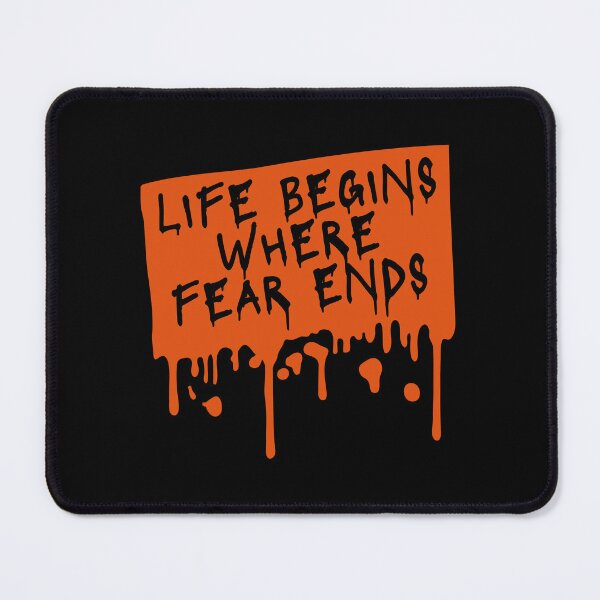 Item preview, Life Begins Where Fear Ends Motivational Text Logo designed and sold by shirt-o-mat.