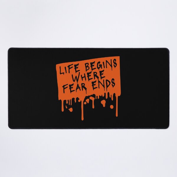Item preview, Life Begins Where Fear Ends Motivational Text Logo designed and sold by shirt-o-mat.