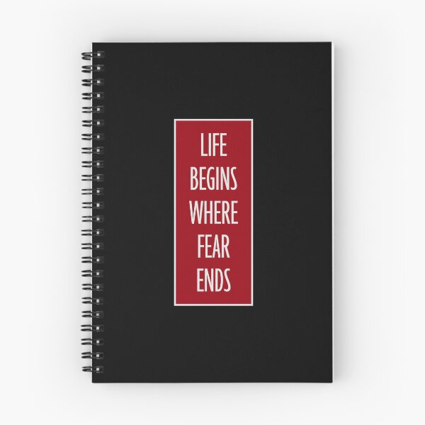 Item preview, Life Begins Where Fear Ends Motivational Text Logo designed and sold by shirt-o-mat.