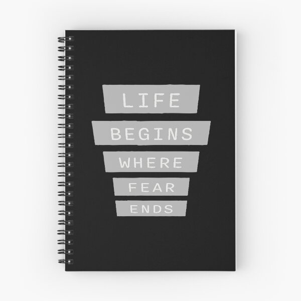 Item preview, Life Begins Where Fear Ends Motivational Text Logo designed and sold by shirt-o-mat.