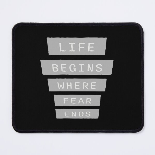 Item preview, Life Begins Where Fear Ends Motivational Text Logo designed and sold by shirt-o-mat.