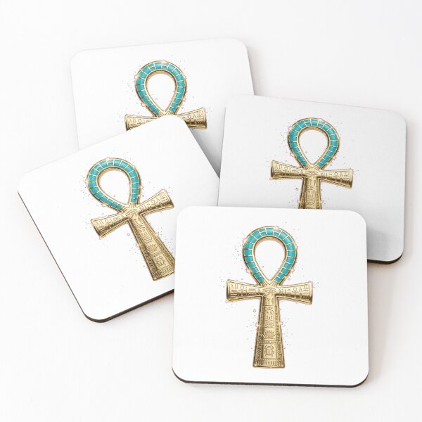 Item preview, Turquoise Egyptian Ankh | 3D Pharaonic Key of Life | Hieroglyphic Gold Ankh Amulet | Ancient Egypt Jewelry Clip Art designed and sold by HoMya.