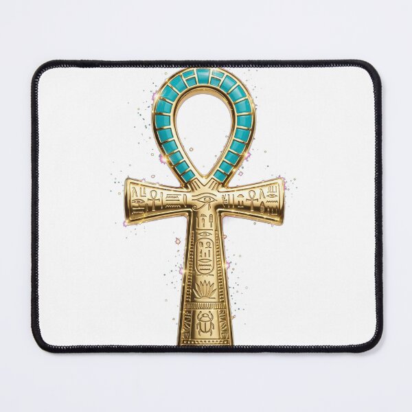Item preview, Turquoise Egyptian Ankh | 3D Pharaonic Key of Life | Hieroglyphic Gold Ankh Amulet | Ancient Egypt Jewelry Clip Art designed and sold by HoMya.