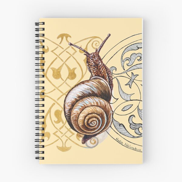 Item preview, Cute Snail on Medieval Calligraphy Background - Cottagecore, Goblincore snail art designed and sold by Nadya Neklioudova.
