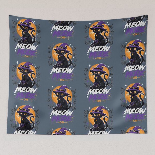 Item preview, Meow Mode On Witchy Cat Halloween Streetwear designed and sold by CloudyCatArt.