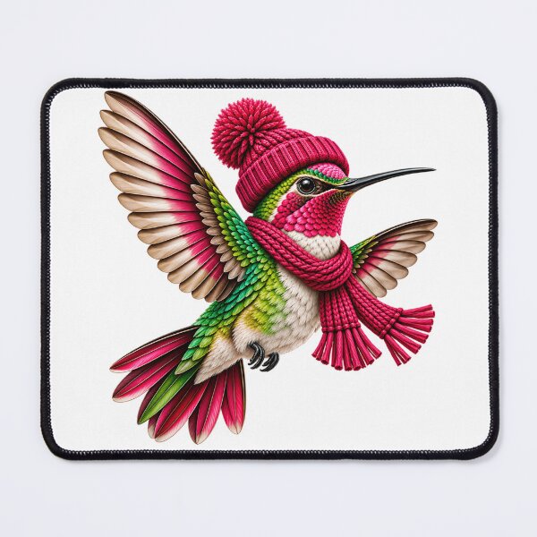 Item preview, Cute Hummingbird Wearing Pink Beanie Funny Bird Lover Cozy Winter Nature designed and sold by 76Valeria.