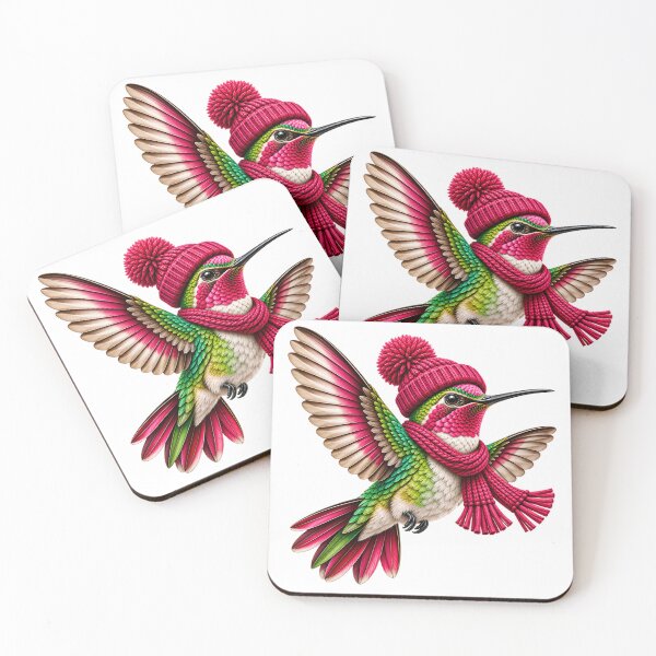 Item preview, Cute Hummingbird Wearing Pink Beanie Funny Bird Lover Cozy Winter Nature designed and sold by 76Valeria.