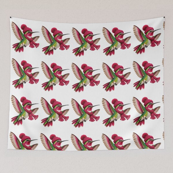 Item preview, Cute Hummingbird Wearing Pink Beanie Funny Bird Lover Cozy Winter Nature designed and sold by 76Valeria.