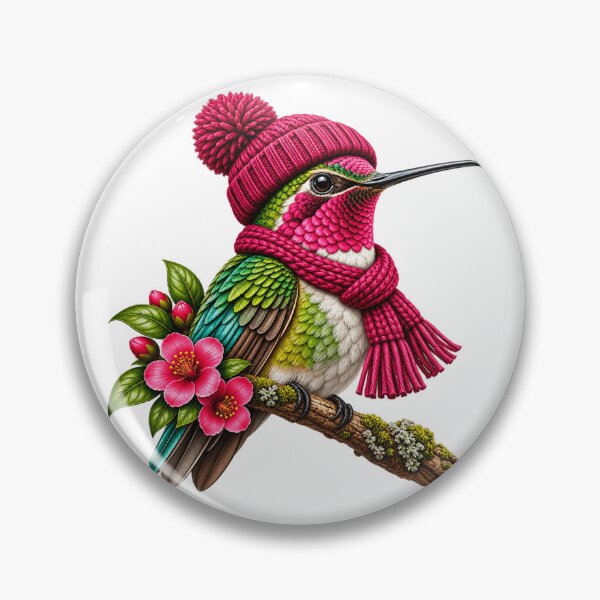 Item preview, Cute Hummingbird Wearing Pink Beanie Funny Bird Lover Cozy Winter Nature designed and sold by 76Valeria.
