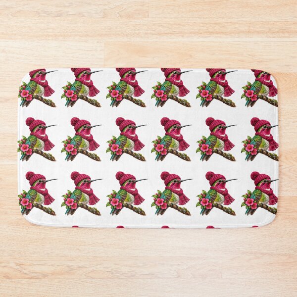 Item preview, Cute Hummingbird Wearing Pink Beanie Funny Bird Lover Cozy Winter Nature designed and sold by 76Valeria.