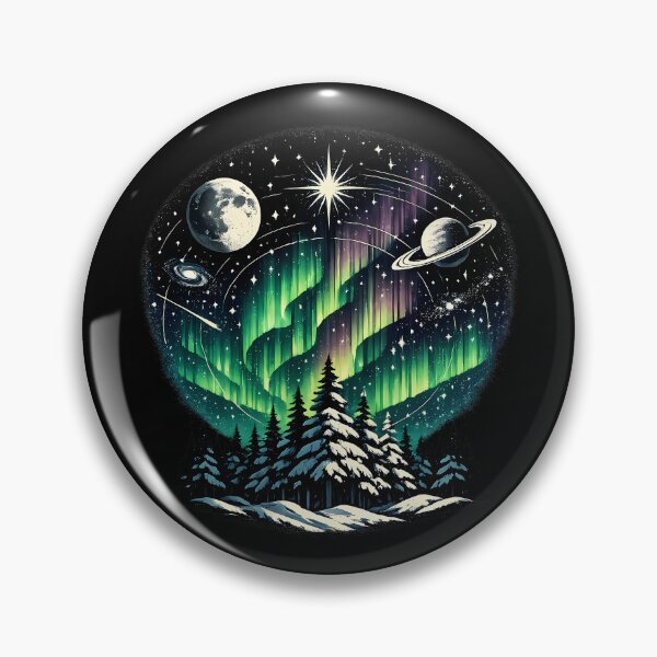 Item preview, Northern lights over snow-covered pines designed and sold by Daily Quirk.