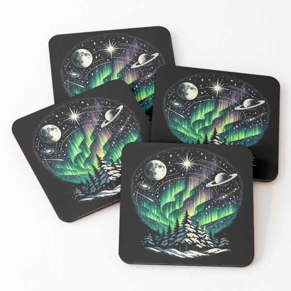 Item preview, Northern lights over snow-covered pines designed and sold by Daily Quirk.