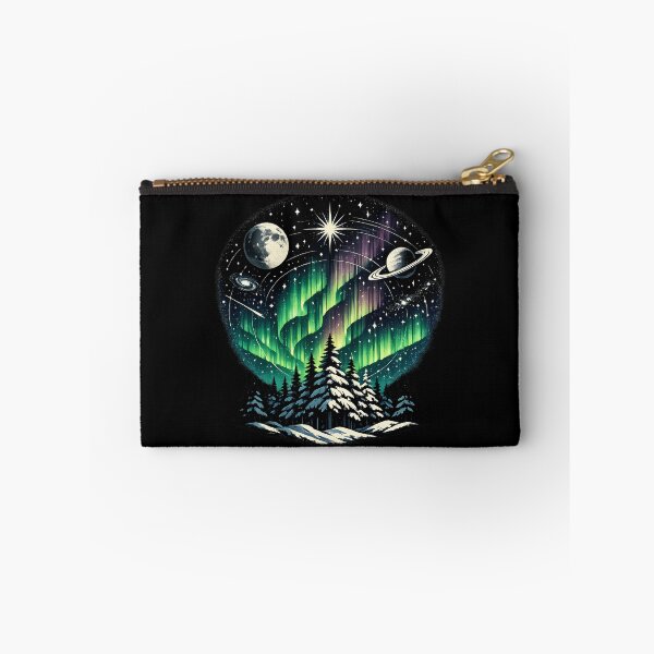 Item preview, Northern lights over snow-covered pines designed and sold by Daily Quirk.