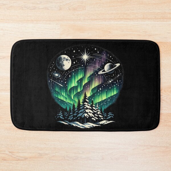 Item preview, Northern lights over snow-covered pines designed and sold by Daily Quirk.
