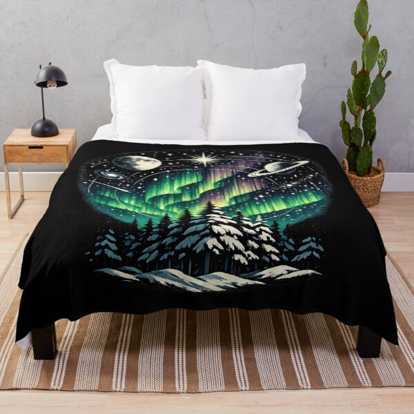 Item preview, Northern lights over snow-covered pines designed and sold by Daily Quirk.