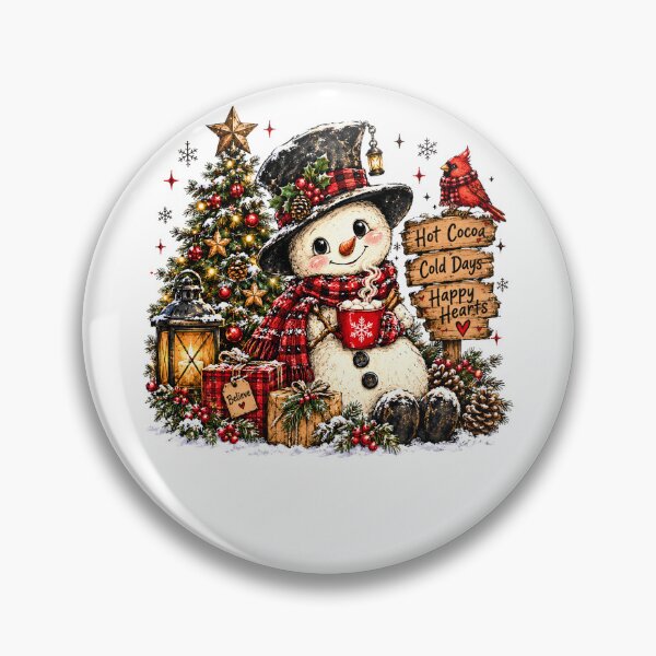 Item preview, Hot Cocoa Cold Days Happy Hearts Rustic Snowman Christmas designed and sold by DYAFLK.