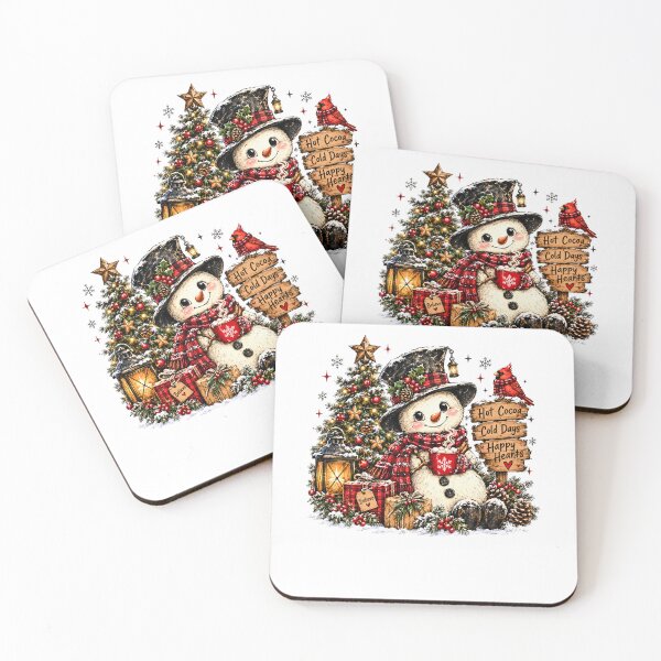 Item preview, Hot Cocoa Cold Days Happy Hearts Rustic Snowman Christmas designed and sold by DYAFLK.