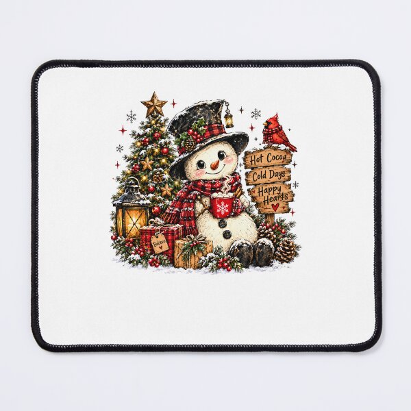 Item preview, Hot Cocoa Cold Days Happy Hearts Rustic Snowman Christmas designed and sold by DYAFLK.