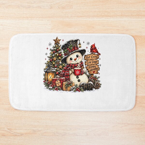 Item preview, Hot Cocoa Cold Days Happy Hearts Rustic Snowman Christmas designed and sold by DYAFLK.